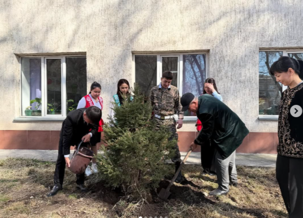 Наурызнама онкүндігінің жоспарына сәйкес Жаңару күніне орай 11сынып оқушылары мектеп алаңына ағаш отырғызды.