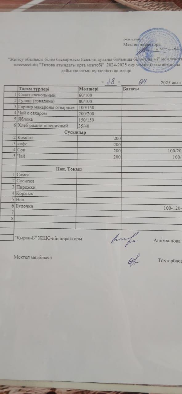 Ас мәзірі